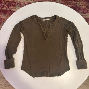 Free People We The Free Long Sleeved Distressed Henley